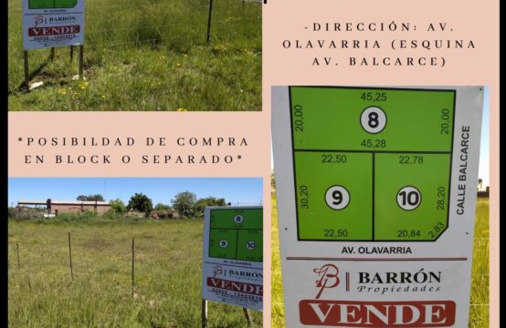 LOTE EN VENTA &#8211; OLAVARRIA ESQUINA BALCARCE.-