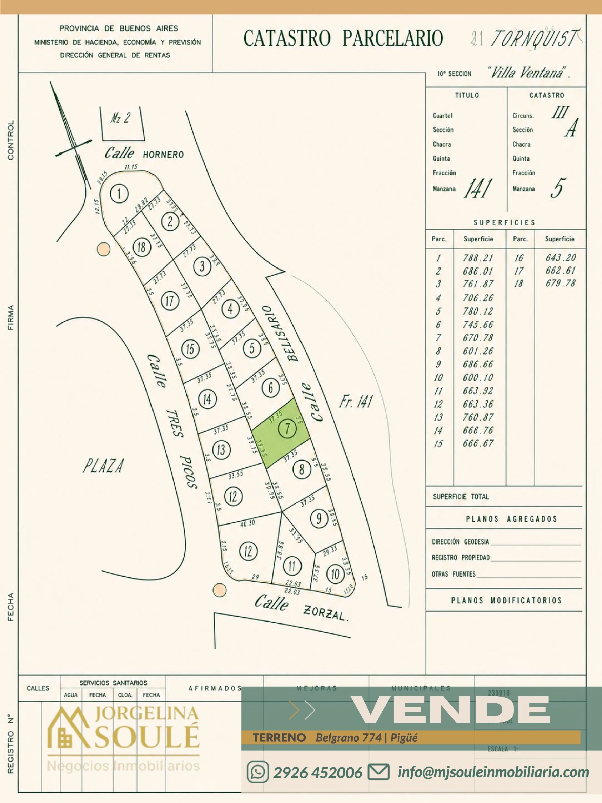 Lote en venta – Villa Ventana, Tornquist